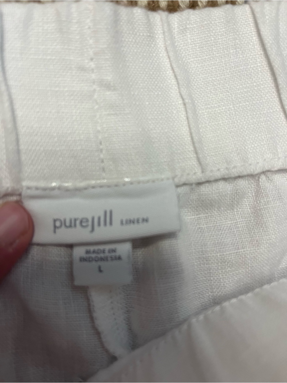 J.Jill Love Linen White Wide Leg Elastic Waist Pant Size L - Picture 6 of 9